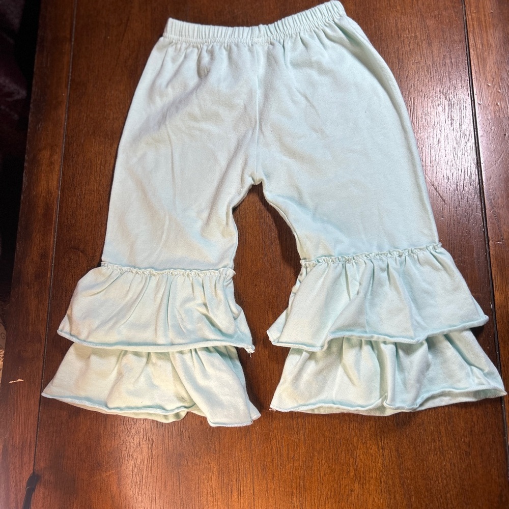 Kids Ruffle Bottom Pants - Light Blue